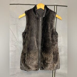 Women's Etcetera Size XS Black Zip Up Faux Fur Cashmere Blend.